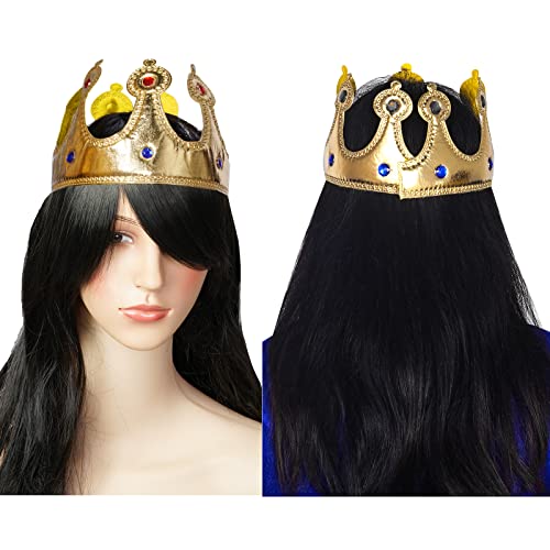 jerbro King's Robe Queen Coat Velvet Coat Costume + Crown King Queen for Women Men Halloween Adults Theme Party Theatre Fancy Dress Cosplay Carnival Fancy Dress Accessories (Blue - Image 3