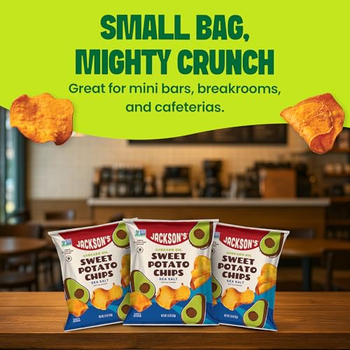 Image of Jackson's Sweet Potato Kettle Chips with Sea Salt made with Avocado Oil (1.5 Ounce, Pack of 28) - Allergen-friendly, Gluten Free, Peanut Free, Vegan, Paleo Friendly - Shark Tank Product