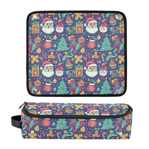 Bolsa de viaje para herramientas de cabello con diseño de árbol de Navidad y pan de jengibre, resistente al calor, ideal para planchas, rizadores y organizador portátil miniatura 3