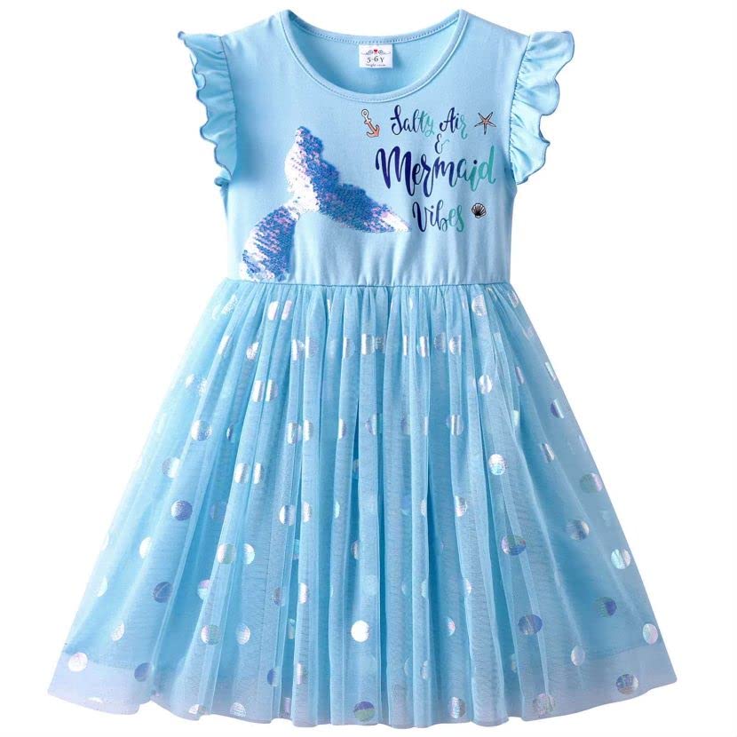 VIKITA Vestido de verano para niña de flores, sin mangas, de poliéster, tutú para niñas de 3 a 7 años, largo hasta la rodilla, Sh4107, 11-12 años