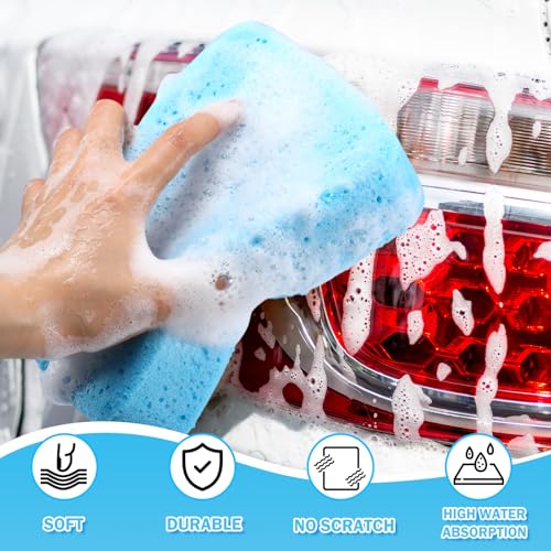 Tioncy 24 Pcs Large Car Wash Sponges Bulk 7.5 x 5.5 x 1.9 Inch Grouting Foam Cleaning and Washing Sponge Commercial Foam Large All Purpose for Kitchen Bathroom Household (Blue) - Thumbnail 5