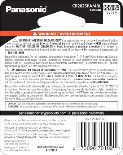 Pilas Panasonic CR2025 3V Paquete de 4 miniatura 2