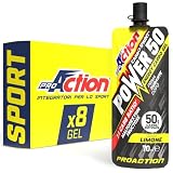 ProAction Carbo Sprint Power 50 Carbo Gel 50g | Gel Carboidrati 2:1 con Maltodestrine e Ciclodestrine Altamente Ramificate per Ciclismo Endurance | 70 ml per Stick | Box da 8 Stick