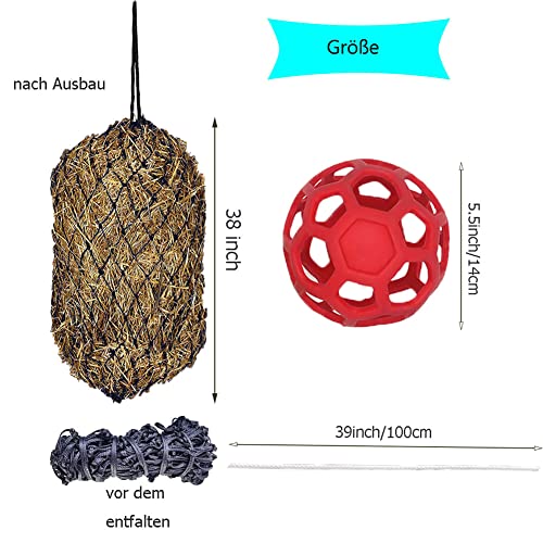 Woyous Goats Treat Ball And Hay Net For Goats Set, Hanging Hay Feeder Bag With Holes Can Slow Feed, Goat Feeder Ball Toy For Horse Goat Sheep Relieve Stress #TOP1