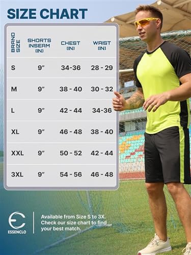 Mens Clothing Sets Tagless Loose Athletic Performance Crew Neck T-Shirt and Short Outfits Size S-3X (4 Piece Set) 6