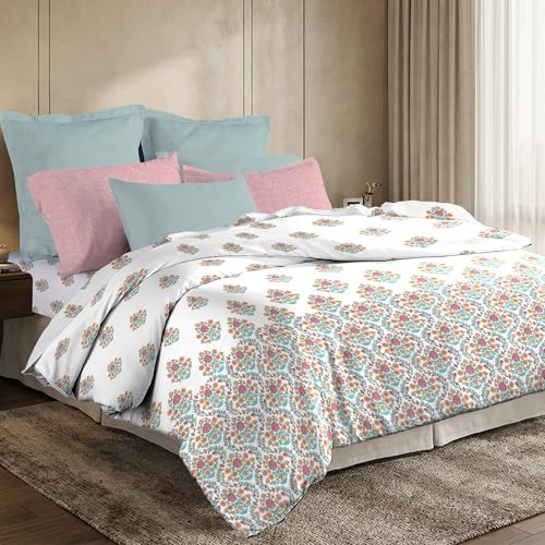 Image of MYTRIDENT Soft Comfort Bedsheet for Double Bed, 100% Cotton Bedsheet, Soft and Breathable, King Size Bedsheet with 2 Pillow Covers - Cascade