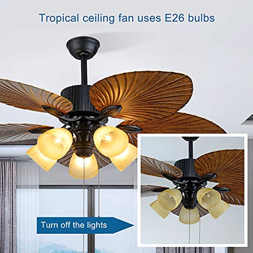 Whmetal cover Tropical Ceiling Fan with Light and Remote Control
