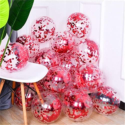 Image of Party Propz Red Confetti Balloons For Birthday - Set of 15 Pcs (12 inch) Christmas Decoration | Giant Confetti Balloons For Decoration | Red Balloon For Decoration Birthday (Latex)