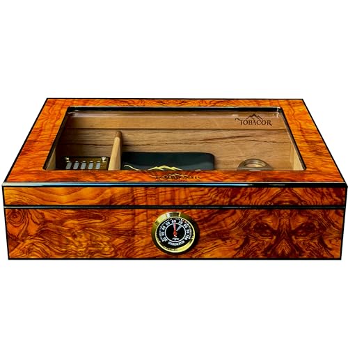 TOBACOR Humidor Classic – Premium Humidor inklusive Zubehör & Geschenkbox