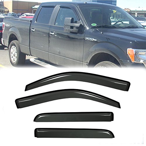 Gevog 4-Piece Side Window Deflector Original Window Visors for 2009-2014 Ford F-150 Supercrew (Crew Cab) Sun Rain Guard Ventvisor