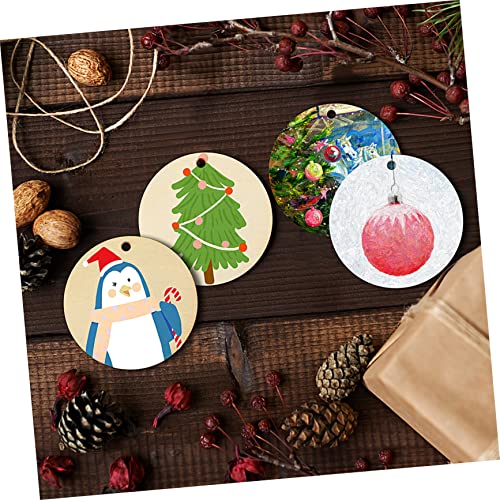 CAXUSD 50Pcs Round Wood Slice with Hole 1.18 Inch DIY Wood Pieces for Scrapbooking Painting Tags Home Decoration Crafts - Image 4
