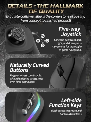 Image of Zeerkeer Ergonomic Vertical Mouse with 5D Rocker, 24000 DPI /12 Programmable Button, Wireless Gaming Mouse