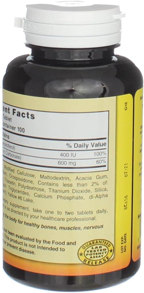 Nature's Blend Calcium Carbonate with Vitamin D3, 100 Tablets (Pack of 3)