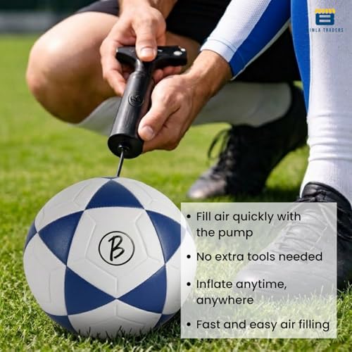 Image of Btag Football with Pump | Rubber Moulded Training & Match Ball | Suitable for All Age Groups | Outdoor Waterproof | for Ground, Grass & Turf (Blue)