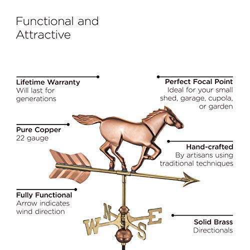 Good Directions 801PR Horse Cottage Weathervane, Polished Copper with Roof Mount - Image 3