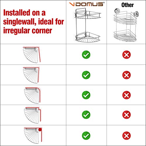Vdomus 2 Tier Corner Shower Caddy Stainless Steel Wall Mounted Shower Caddy Corner, Shower Shelf For Inside Shower, Drill-Free Install With Adhesives Or Screws thumb #6