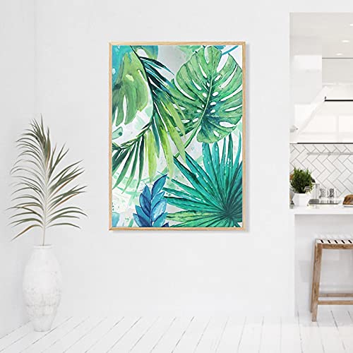 Impressions d'art mural de plantes abstraites vertes et dorées, format 40x60 cm sans cadre