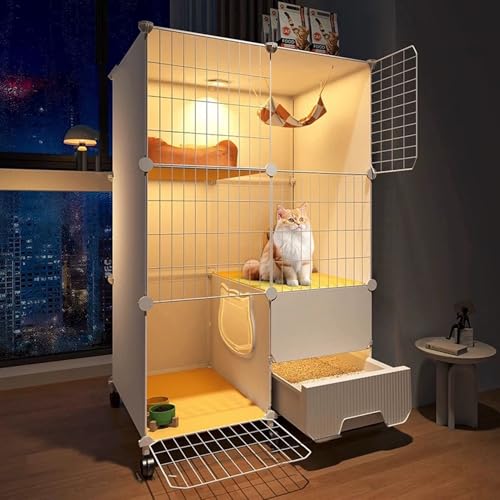 Cage fermée pour chat résolvant le manque d'exercice et de place