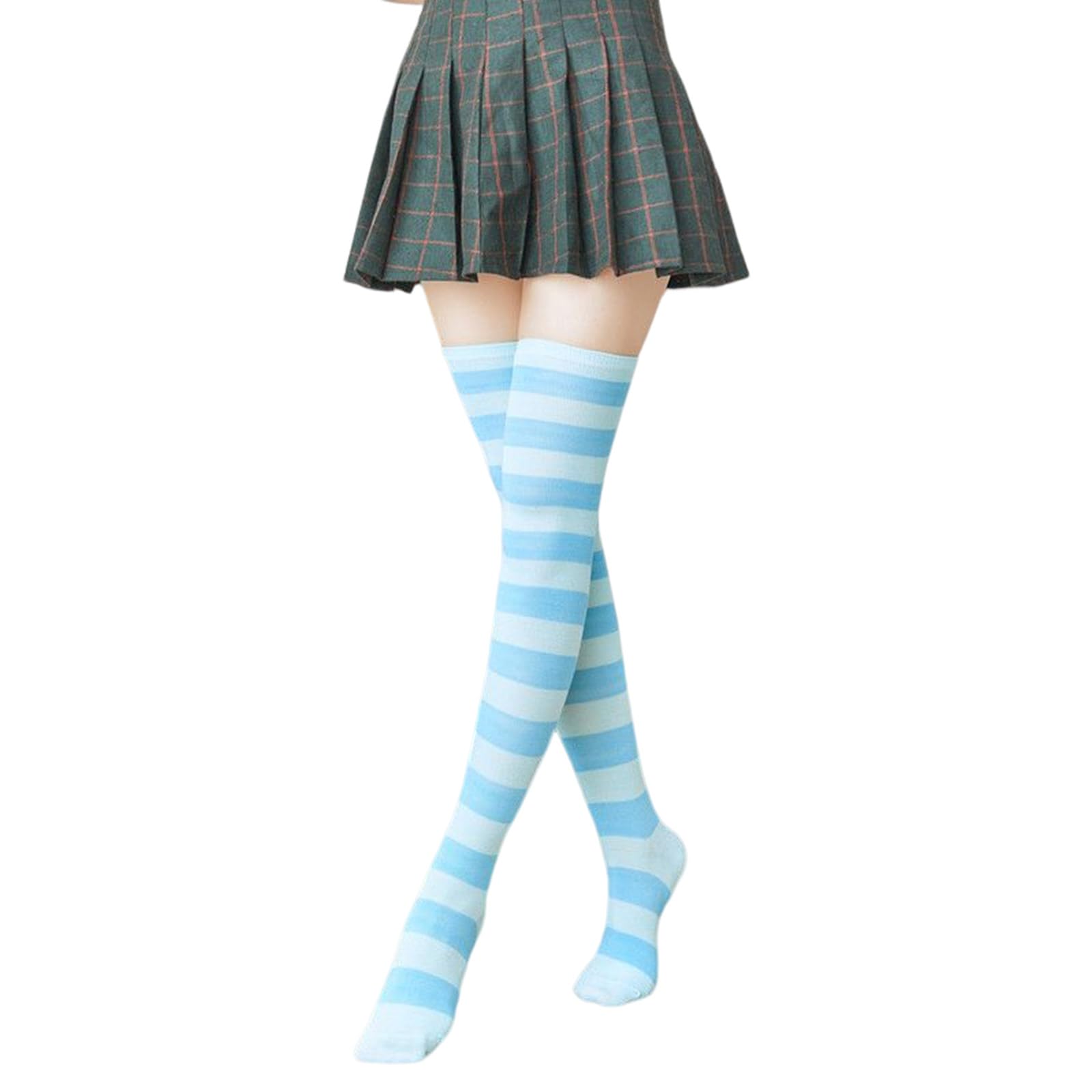 Maxtonser Thigh High Socks for Women Girl Long Socks Colorful Stripe Socks over the Knee Hosiery Sock Polyester Stocking