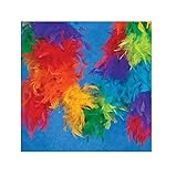 Genuine Feather Neon Rainbow Boas - Set of 6, Each is 6 Feet Long - Costume Apparel and Dress Up Accessories