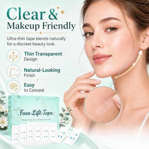 Image of Face Lift Tape Invisible, Neck Tape Lifting for Turkey Neck, 198 Pcs | Face and Neck Tape for Temporary Lifting Jowl, Double Chin & Turkey Neck, Makeup-Friendly Invisible Wear for Events or Photos