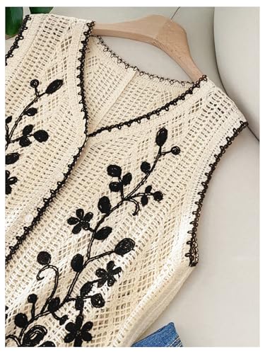 GORGLITTER Women's Plus Size Crochet Western Cowgirl Rodeo Outfit Floral Sleeveless Boho Lightweight Cardigan Vest Tops 20253