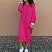 JOAU Women Casual Hoodies Long Sleeve Split Hem Drawstring Hooded Long Maxi Sweatshirt Dress with Pockets 2024 Fall Fashion Hot Pink