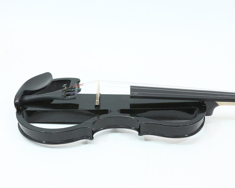 Violino Elettrico 4/4 Full Size, Violino Elettrico Silenzioso, Corpo in Legno massello, Accessori in Ebano, con Custodia, Archetto, Cuffie, Cavo, Corde per Studenti, Principianti e Adulti (n