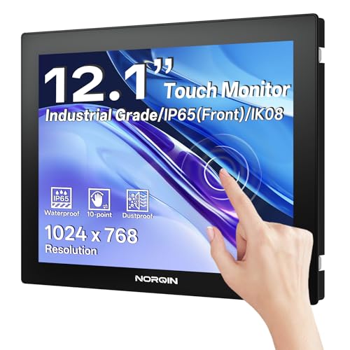 Image of 12.1 Inch Industrial Touchscreen Monitor,10-Point Capacitive Touch IP65 LCD Display 16:10,with VESA HDMI /VGA /DVI /USB /Audio,for Medical & Industrial & Kiosks POS.1024 * 768