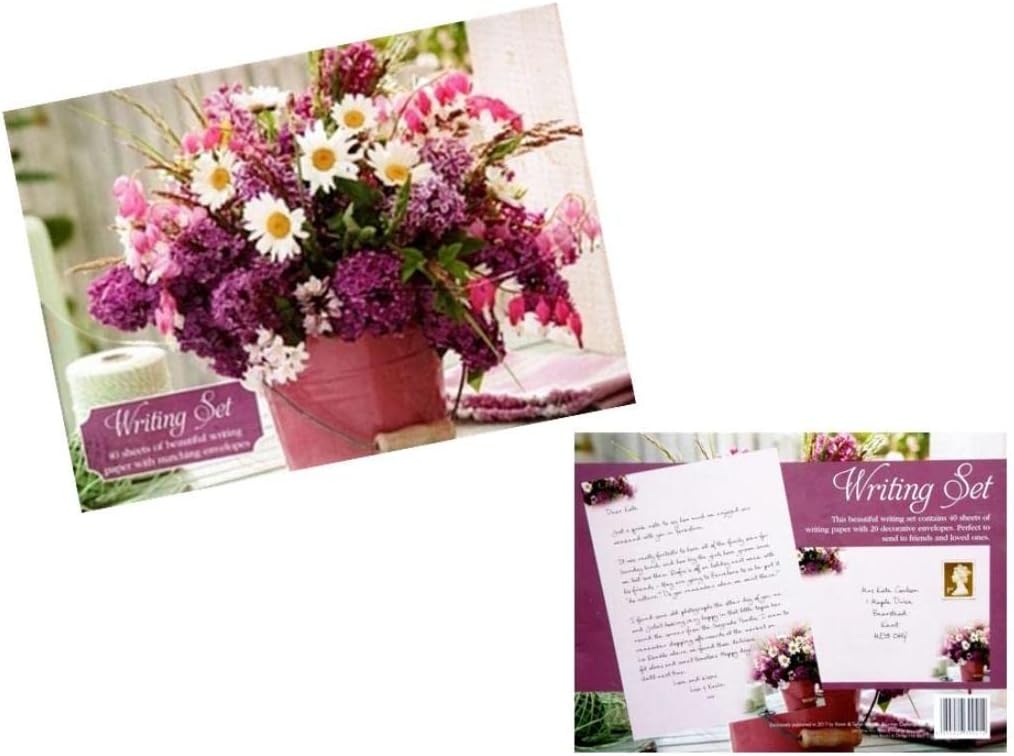 Decorative Daisy Flowers Letter Writing Paper Set 40 Sheets of