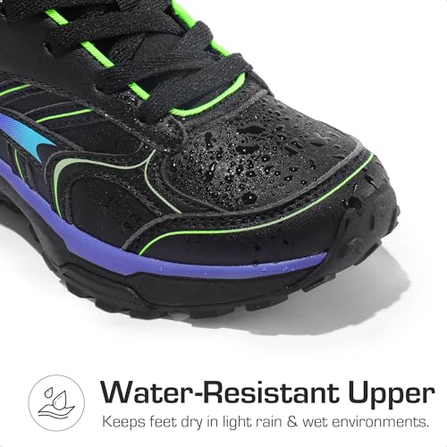 Dream Pairs Kids Shoes Hiking Boots Boys Girls High-Top Shoes Outdoors Duraplay Lace-Up Lightweight Hiking Sneakers,Size 1 Little Kid,Black/Blue/Green,Sdhs2404K thumb #2