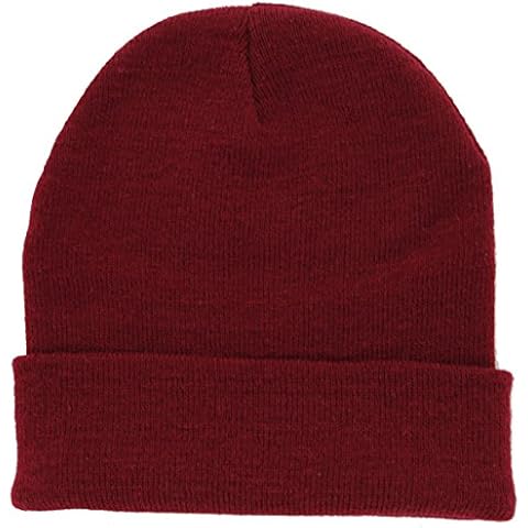 DealStock Plain Knit Cap Cold Winter Cuff Beanie (40+ Multi Color Available) (Maroon) Cover