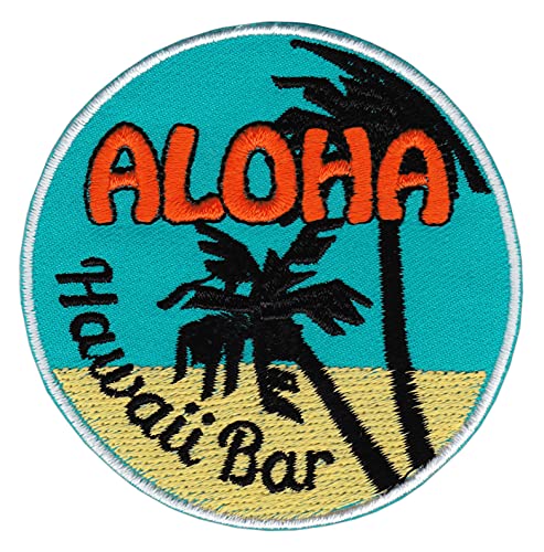 Aloha Hawaii Bar Palmen Aufnäher Bügelbild Patch Applikation Größe 7,0 x 7,0 cm