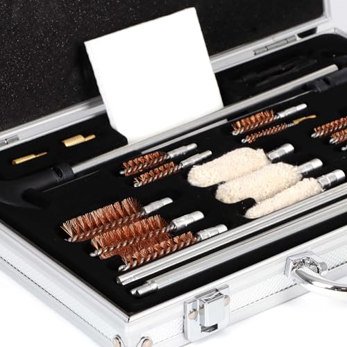 WilTec Kit de Nettoyage Arme et Pistolet 100 pcs. Mallette de Transport Entretien Arme à feu Brosses – Image 5