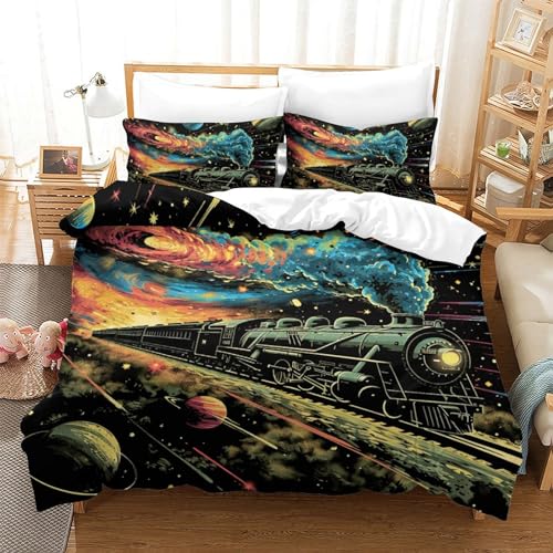 Parure de lit double train 3D en microfibre super douce avec housses de couettes - 2
