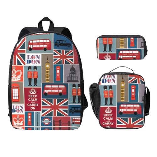 Sac à dos Angleterre noir école intermédiaire pack de 3 avec accessoires