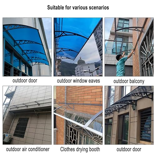 Toldo de policarbonato para puertas con soportes de aluminio 6