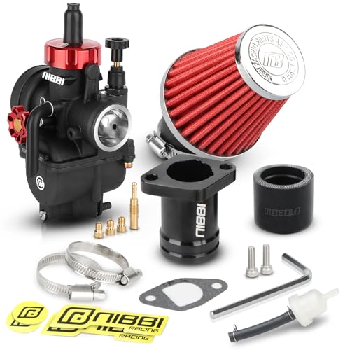 NIBBI PE24mm Carburetor Kit for Predator 212 Upgrade for Coleman Predator 196cc 212cc 224cc Engine Performance Parts with Intake Manifold 48mm Air Filter(Black)
