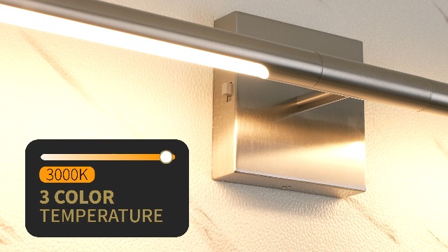 Image of 30 Inch Brushed Nickel LED Bathroom Vanity Light, 3CCT Dimmable