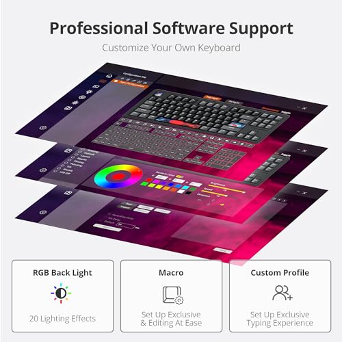 Image of Owpkeenthy 75% Gasket Mounted Mechanical Gaming Keyboard Hot Swappable, Wired 87 Keys South-Facing RGB Keyboard with Quiet Linear White Switch Cherry Keycaps for Win mac (Black)