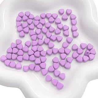 Purple 50 Pcs of 7mm Heart-Shaped Acrylic Beads for Romantic Valentine's Day, Used for Handmade Jewelry Making