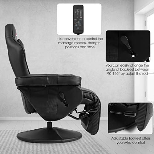 Goplus Massage Gaming Chair, Racing Style Gaming Recliner W/Adjustable Backrest And Footrest, Ergonomic High Back Pu Leather Computer Office Chair Swivel Game Chair W/Cup Holder And Side Pouch #TOP4