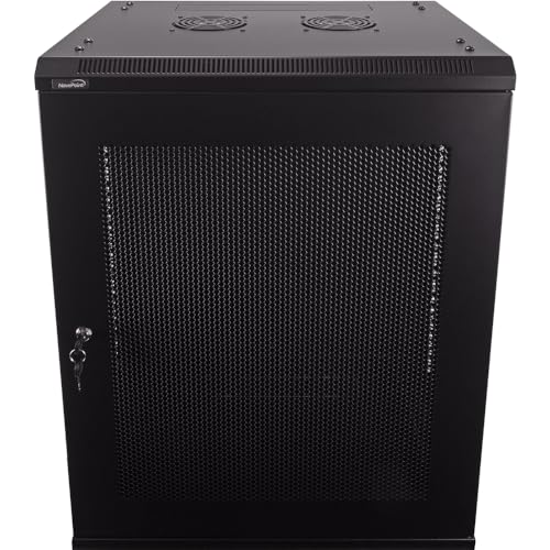 Image of NavePoint 15U Server Rack Enclosure - 17.7 inch Deep, Wall Mount Network Cabinet with Locking Perforated Door, 19 inch IT Equipment Compatible, Network Rack, Removable Side Panels, Black