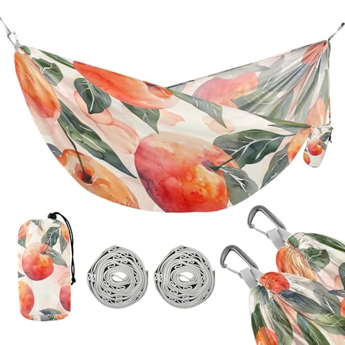 ATTX Watercolor Peach Camping Hammock - Lightweight & Portable Hammocks, Heavy Duty 330lbs Capacity for Indoor, Hiking, Backpacking, Travel, Backyard, Beach#521