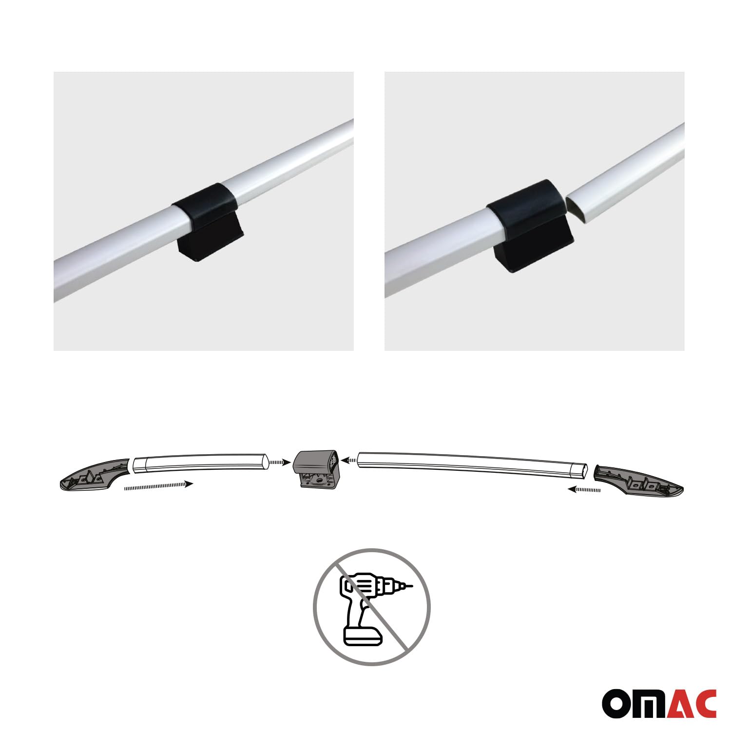 OMAC Rail Tetto Dachgepäckträger compatibile con VW Caddy 2020-2026 Langer L2 Alu Grigio