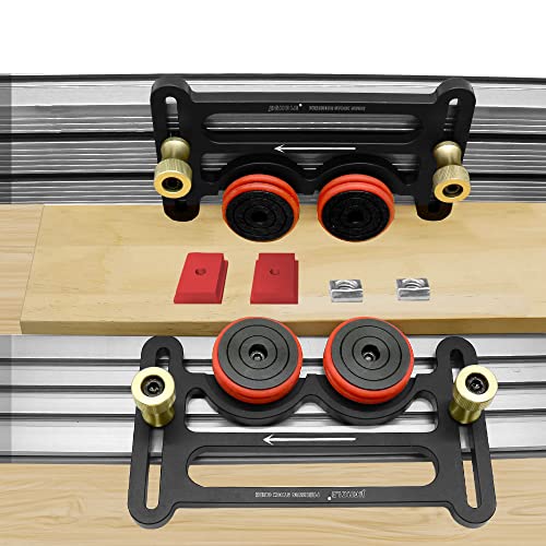 Kknoon Woodworking Table Saw Pressing Feeder Guider Dual Bearing Roller Aluminum Alloy Multi-Purpose Feather Loc Board Carpentry Safety Propelling Auxiliary Tool For Table Saw Band Saw Engraving #TOP6