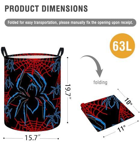 Image of Baby Laundry Hamper Basket Baby Hamper for Nursery Boy and Girl Cute Storage Bin Organizer Boho Room Decor(Spider)