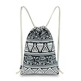 Miomao Kordelzug-Rucksack mit Elefantenmotiv, geometrischer Turnbeutel, Segeltuch, Sporttasche,...