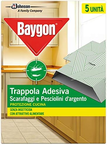 Baygon Trappola Adesiva contro Scarafaggi e Pesciolini d'Argento per la Cucina, 6|5g