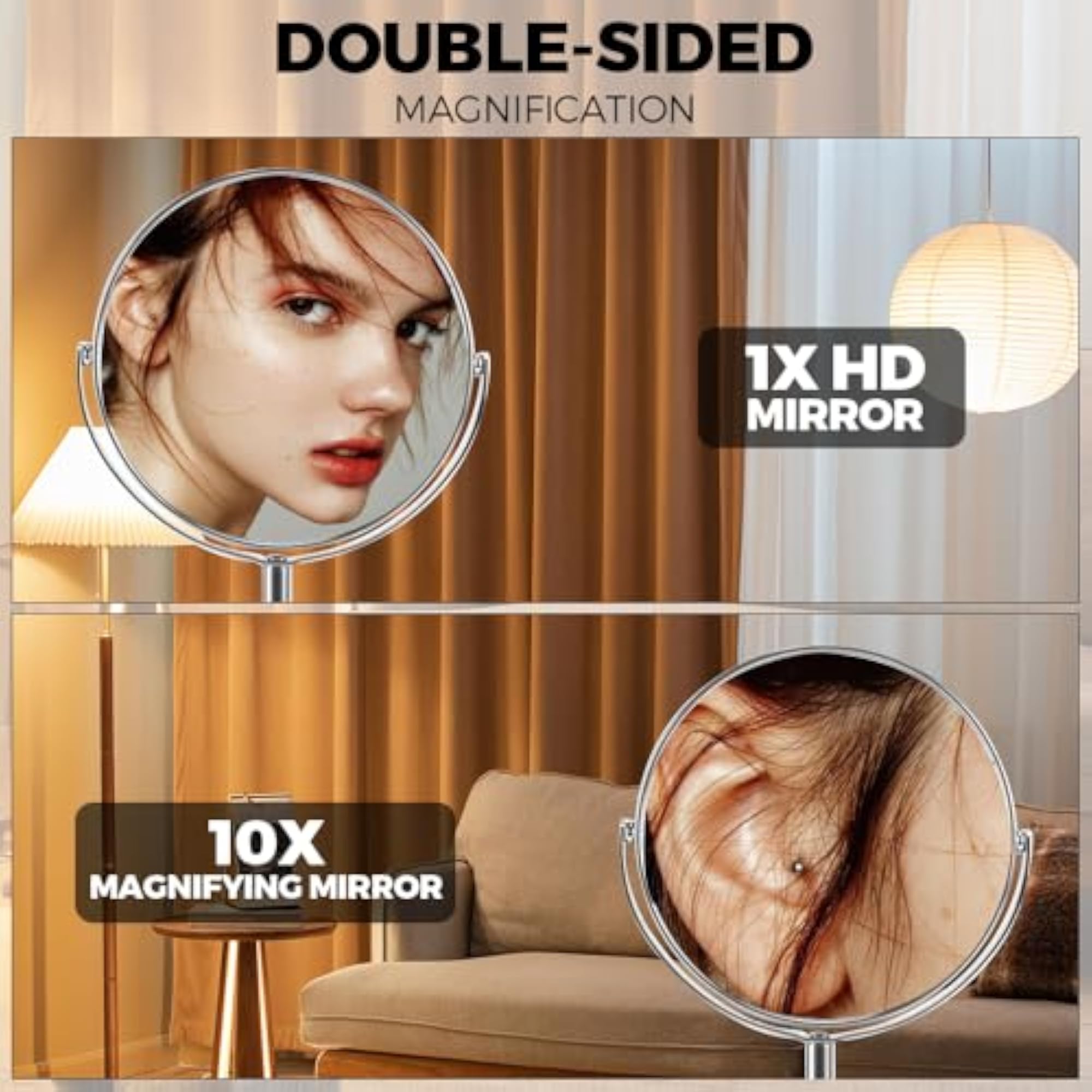 Double Sided Vanity Tabletop Mirror, Travel Essential